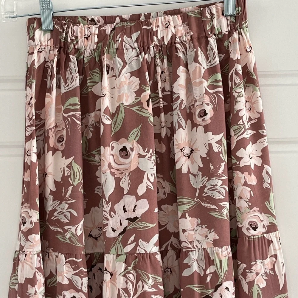 Luna Skies Cottagecore Womens Floral Maxi Skirt Size Small Lightweight Boho